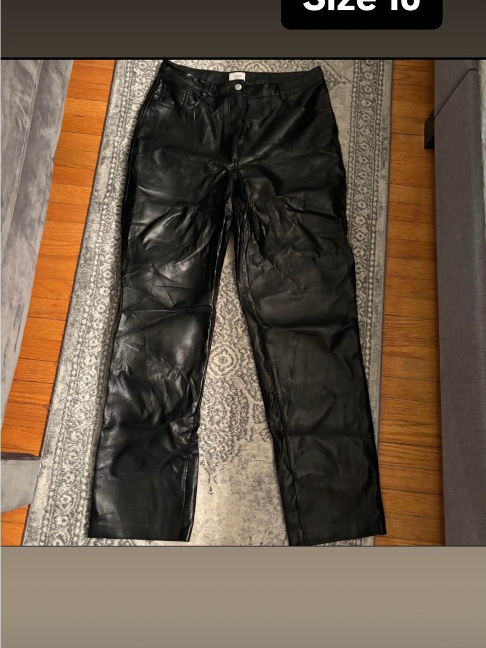 Wilfred Black Faux Leather Straight-Leg Pants